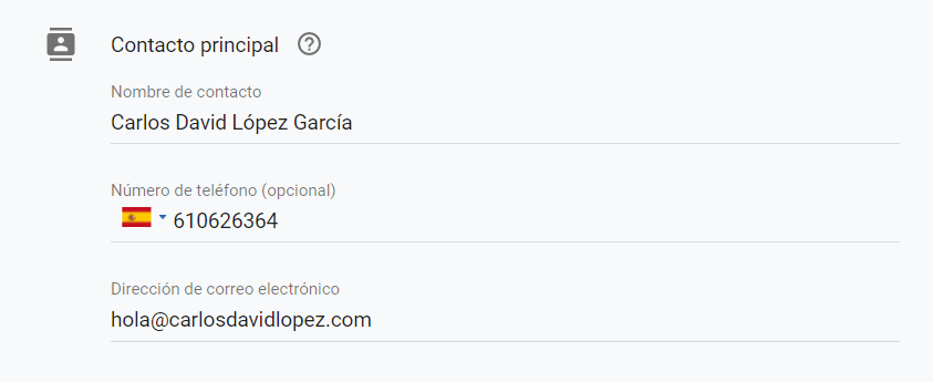 Datos de contacto