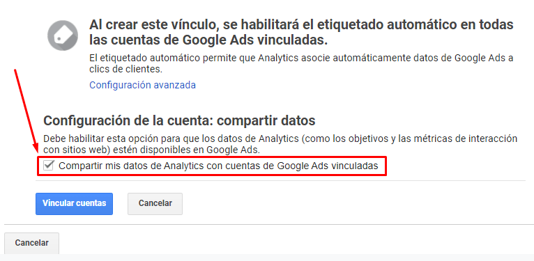Compartir datos de Google Analytics con Google Ads