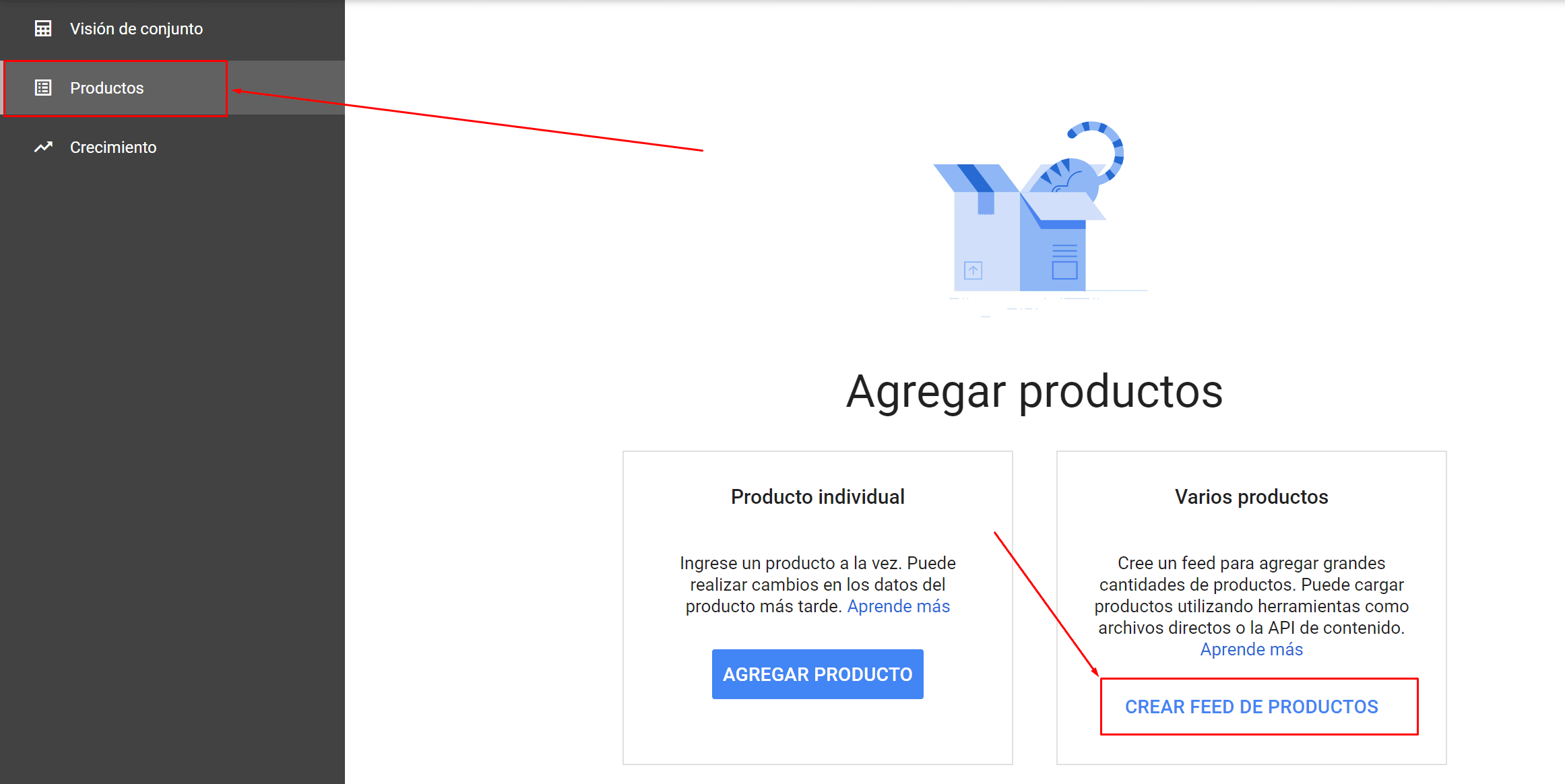 Subir uno o varios productos
