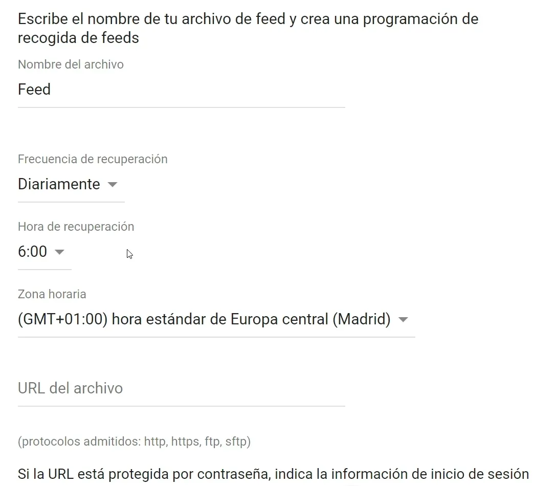 Programación del feed