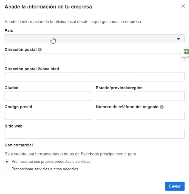 Datos del negocio en Business Manager