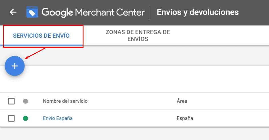 Configuración de envíos en Google Merchant Center