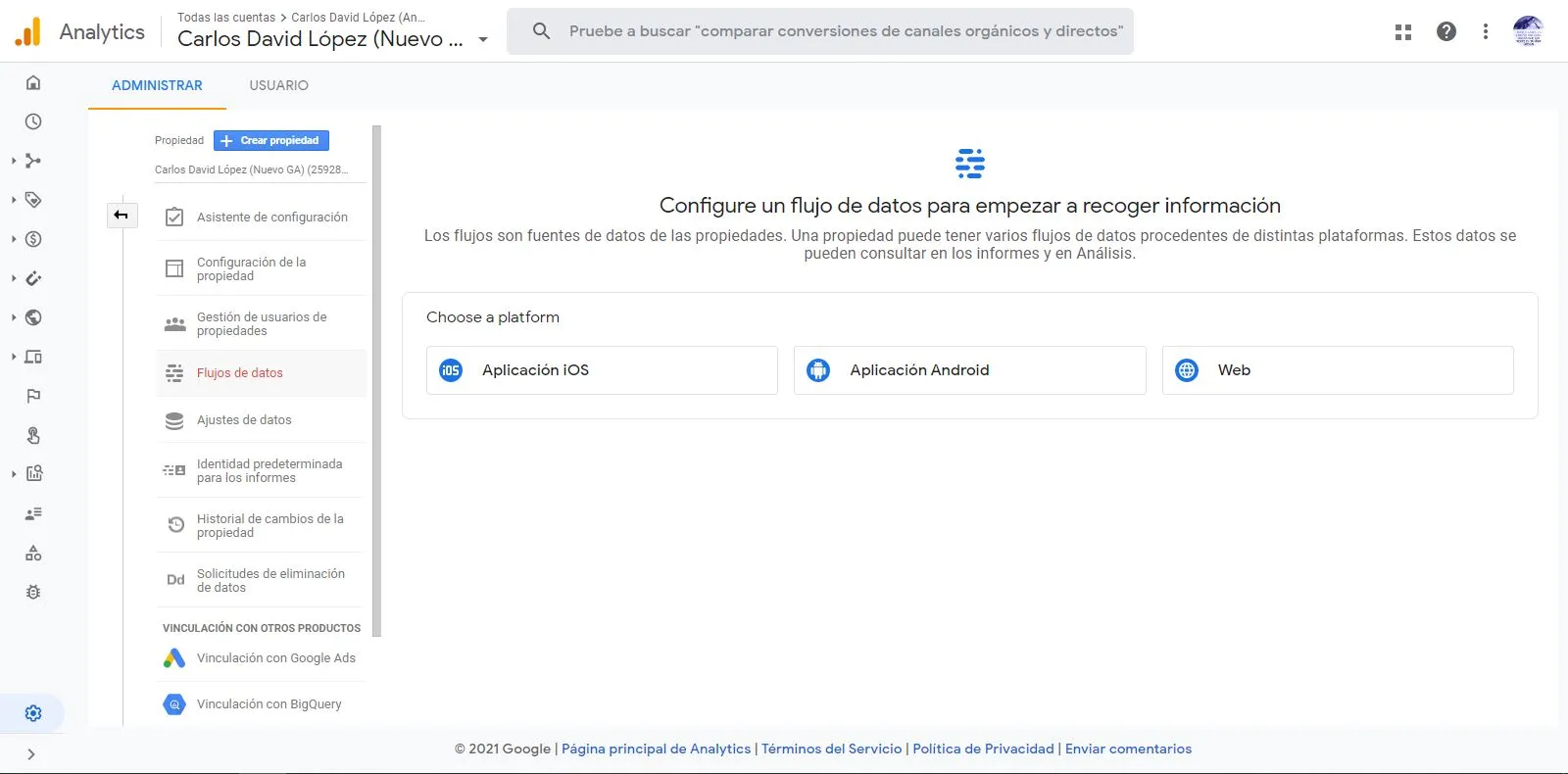 Configurar flujo de datos de Google Analytics GA4