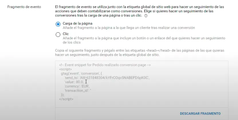 Instalar Fragmento de evento