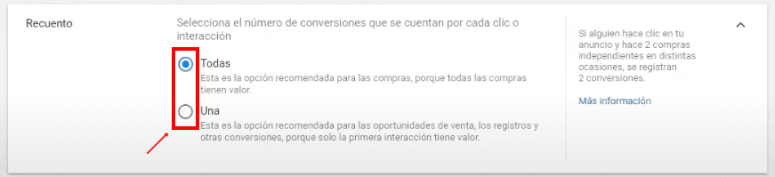 Recuento de conversiones