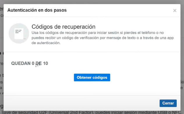 Códigos de recuperación