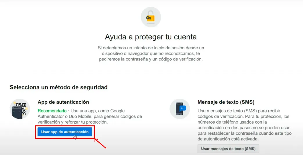 Selección de app