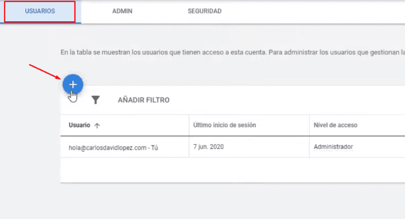 Añadir usuario a Google Ads