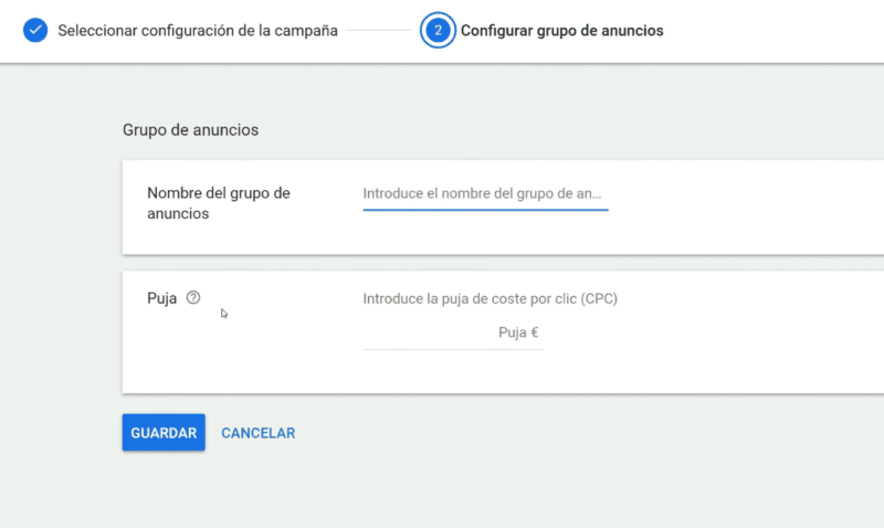 Configurar grupo de anuncios Shopping