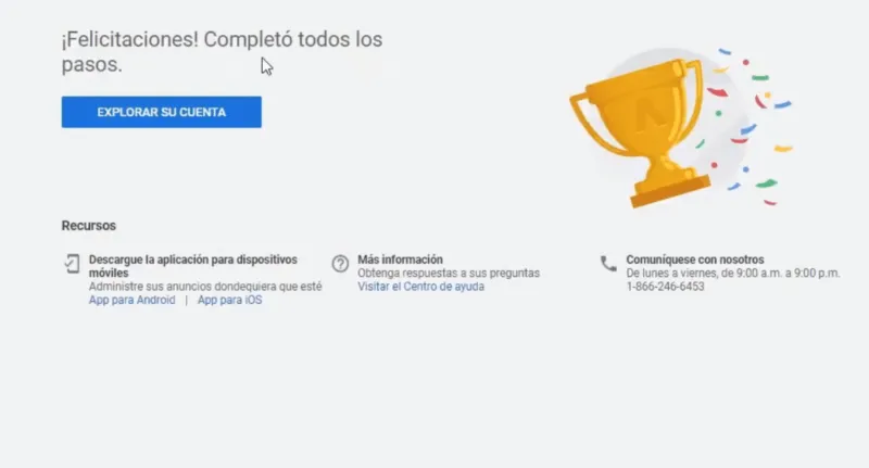 Cuenta MCC Google Ads creada