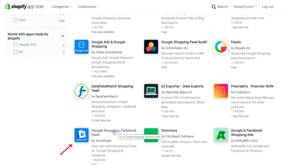 Selección de apps de Google Shopping