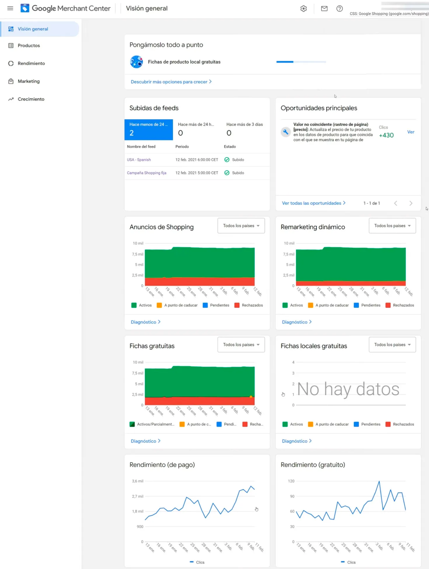 Ingresar a la cuenta de Google Merchant Center