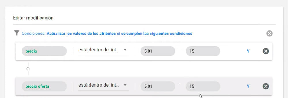 Agrupar productos por rango de precios - configurar modificador