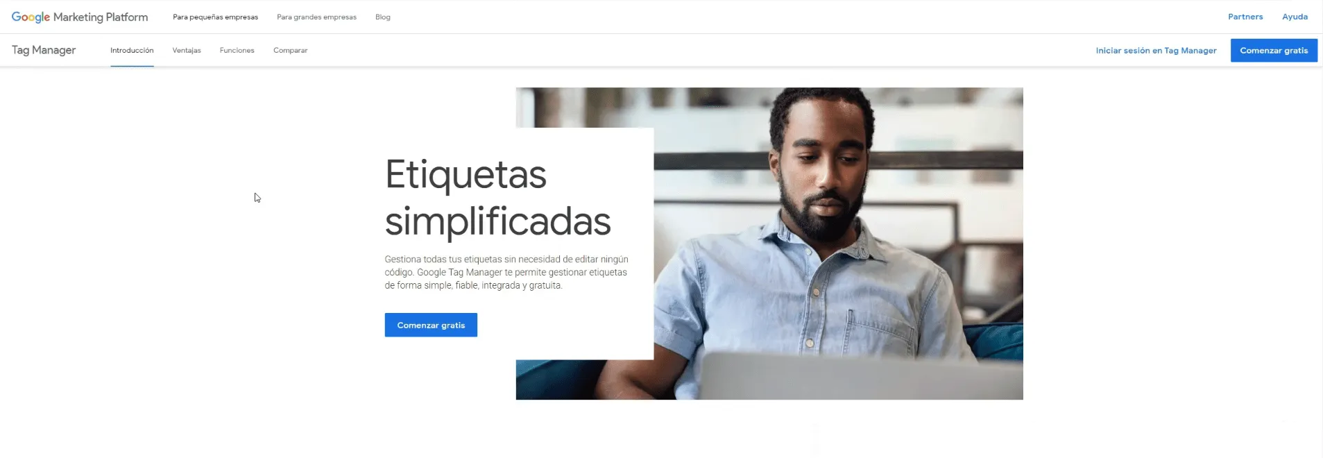 Buscar “Google Tag Manager” en el navegador e iniciar sesión