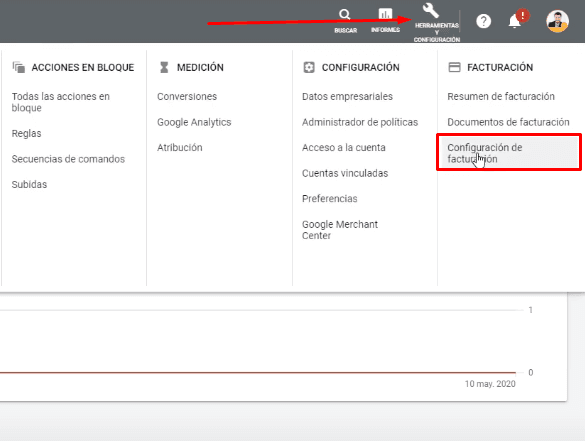 Acceder a configuración de Facturación