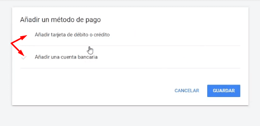 Métodos de pago disponibles