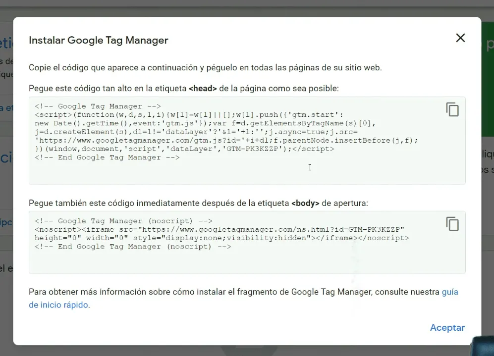 Instalar Google Tag Manager