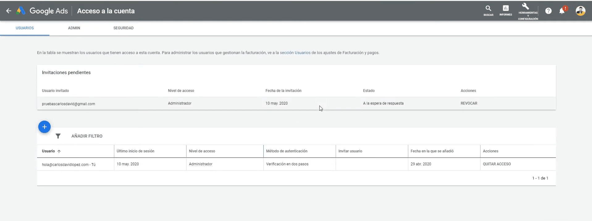 Revocar o quitar accesos o solicitudes (Opcional)