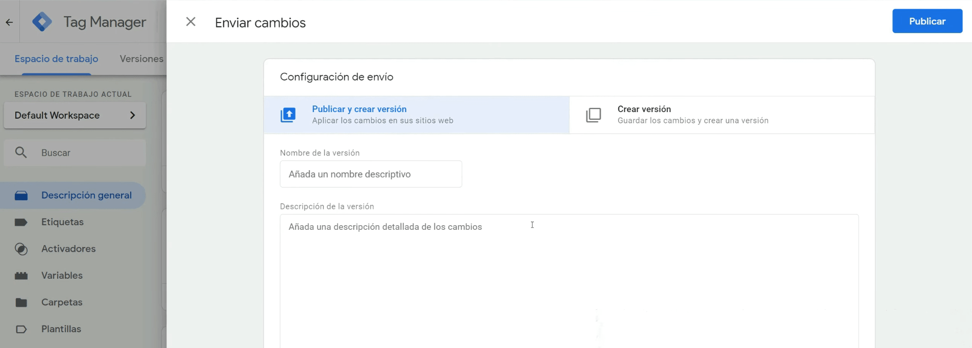 Publicar y crear contenedor
