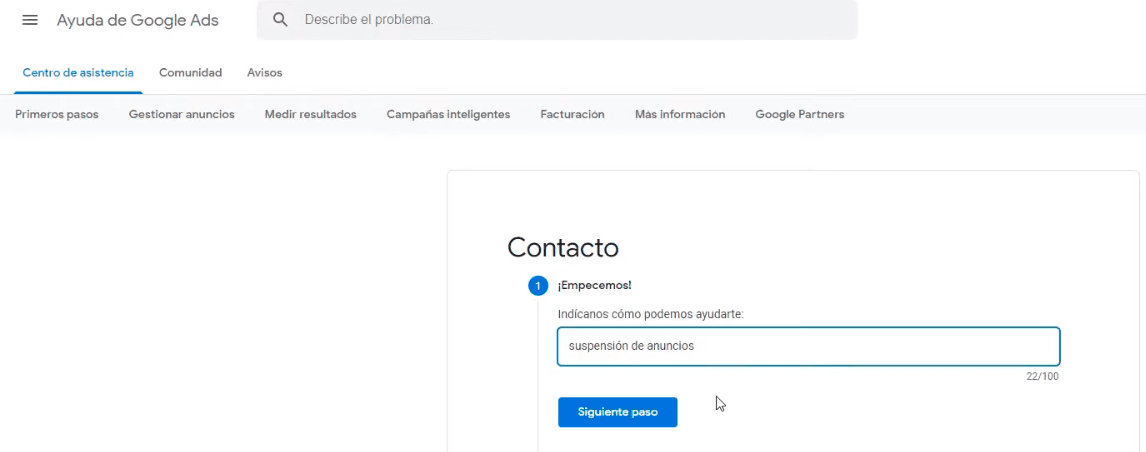Rellenar formulario de contacto