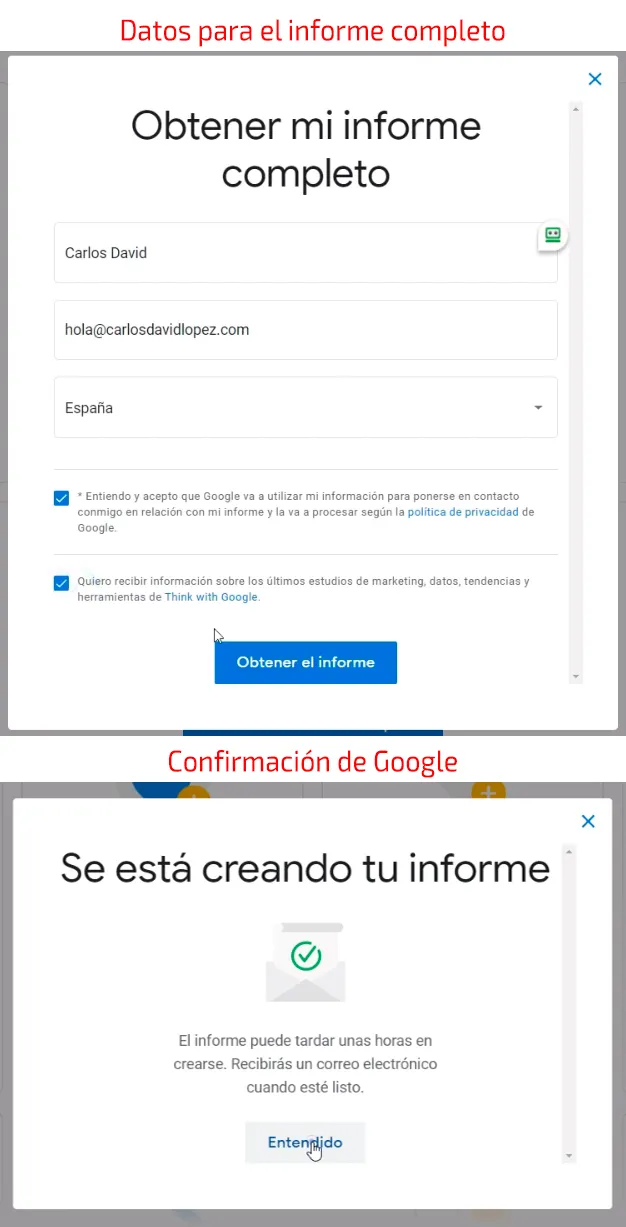 Datos para conseguir el informe completo