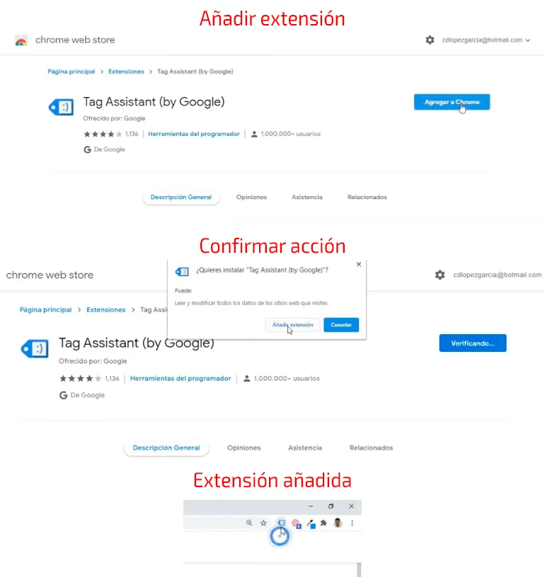 Agregar la extensión a Chrome