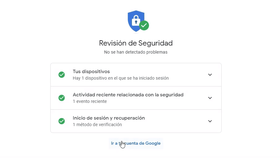 Revisión de seguridad cuenta Google