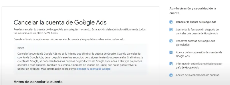 Reembolso cuenta Google Ads