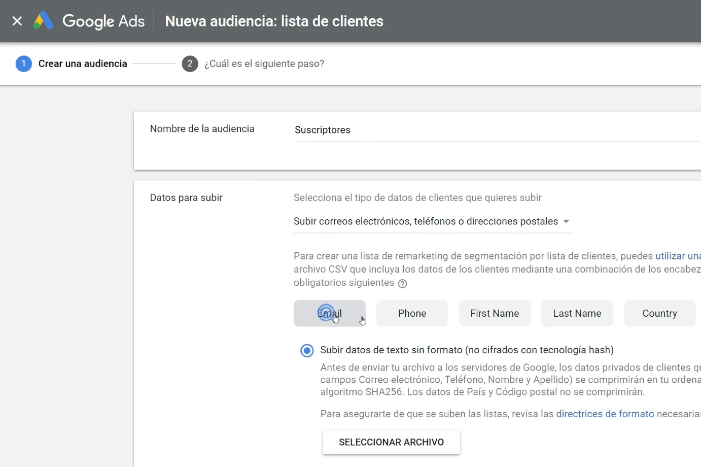 Subir listado de clientes - Parte 2 de 3
