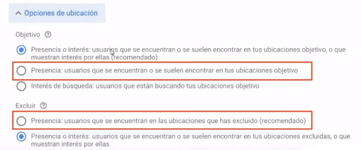 Segmentación de Ubicación geográfica en Google Ads