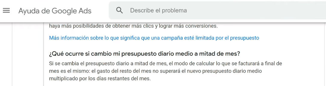 Cambios de presupuestos en Google Ads