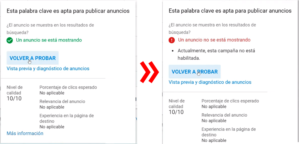 Prueba: Cómo ver mi anuncio en Google Ads