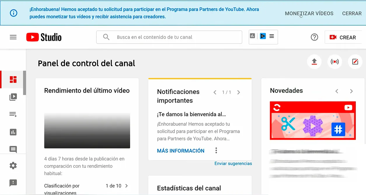 Cambios en el canal de YouTube