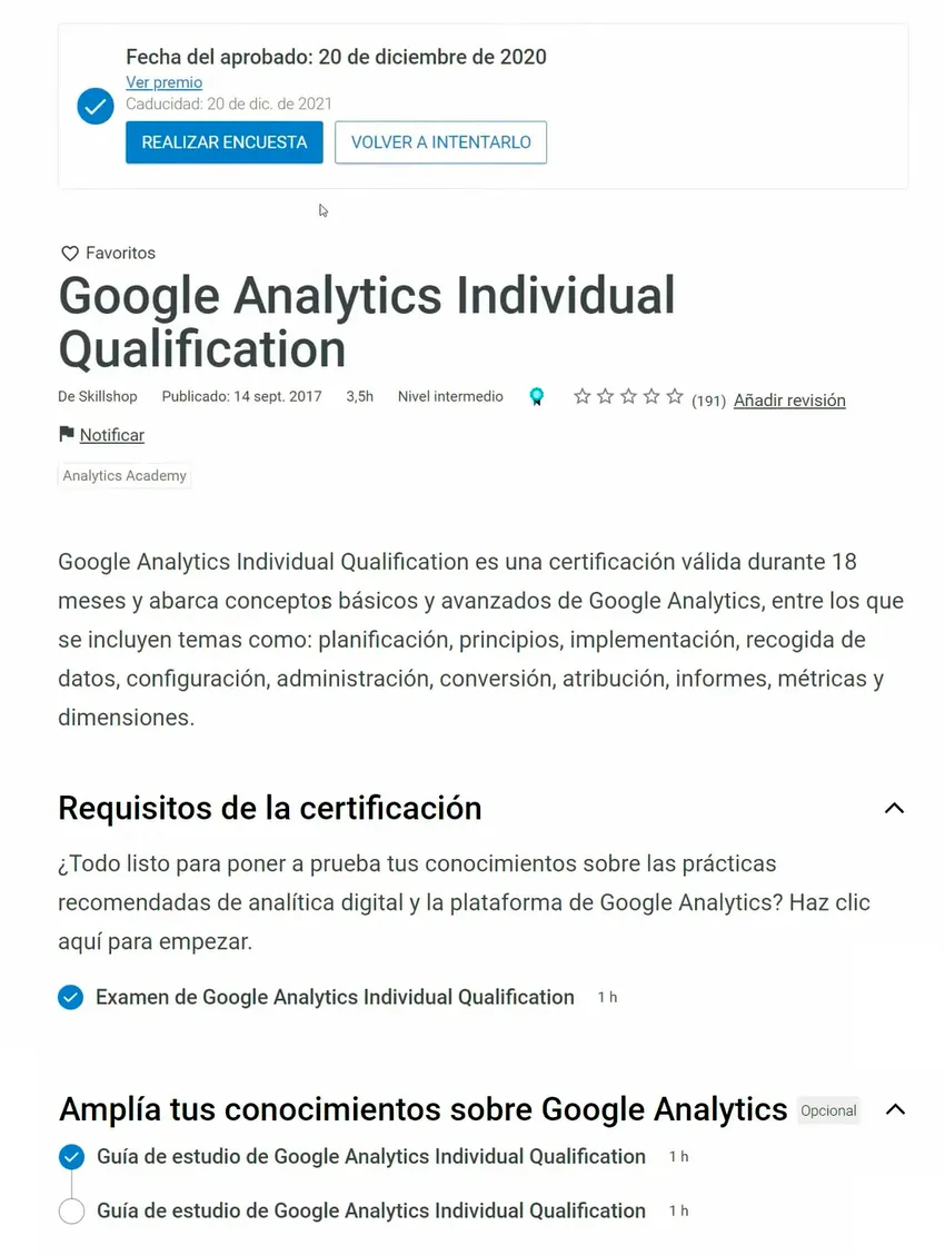 Google Analytics Individual Qualification GAIQ