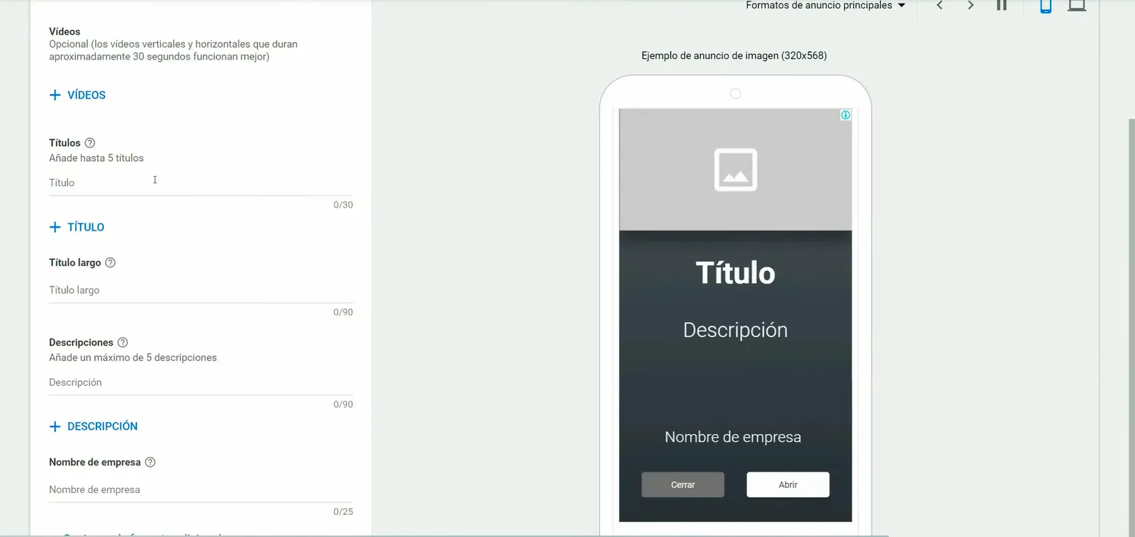 Anuncio adaptable de Display