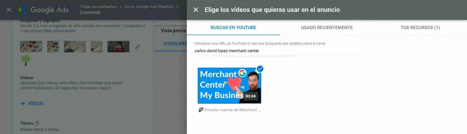 Añadir vídeos a los anuncios de Display