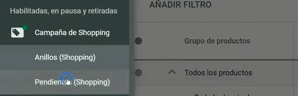 Varios grupos de productos en Google Shopping