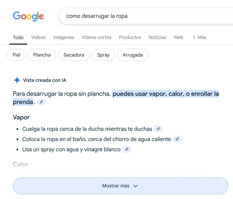 Google AI Overview ejemplo búsqueda