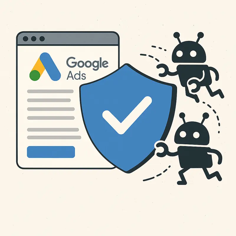 Escudo digital protegiendo campañas de Google Ads de bots y tráfico fraudulento