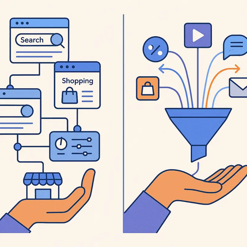 Comparación visual entre campañas automatizadas con distintos niveles de control publicitario