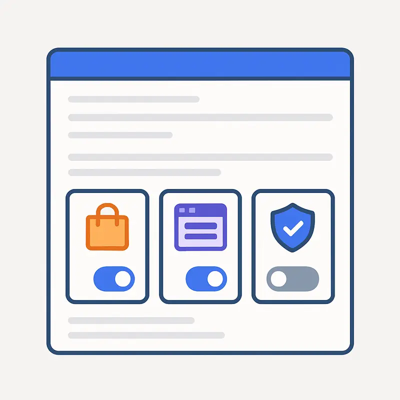 Panel de configuración de campaña Shopping con módulos de automatización activados