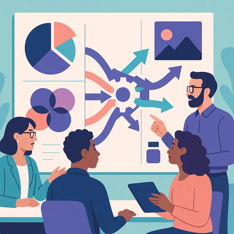 Equipo analizando canales publicitarios para optimizar creatividades, audiencias y distribución