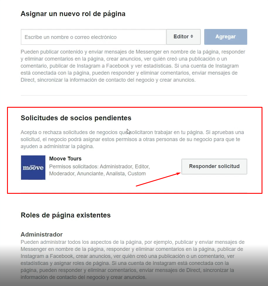 Aceptar solicitud de acceso a pagina Facebook