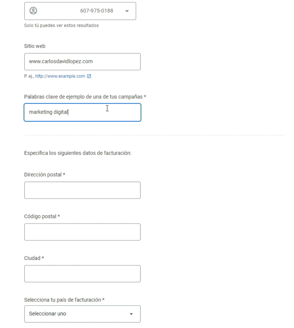 Datos apelacion suspensión Google Ads