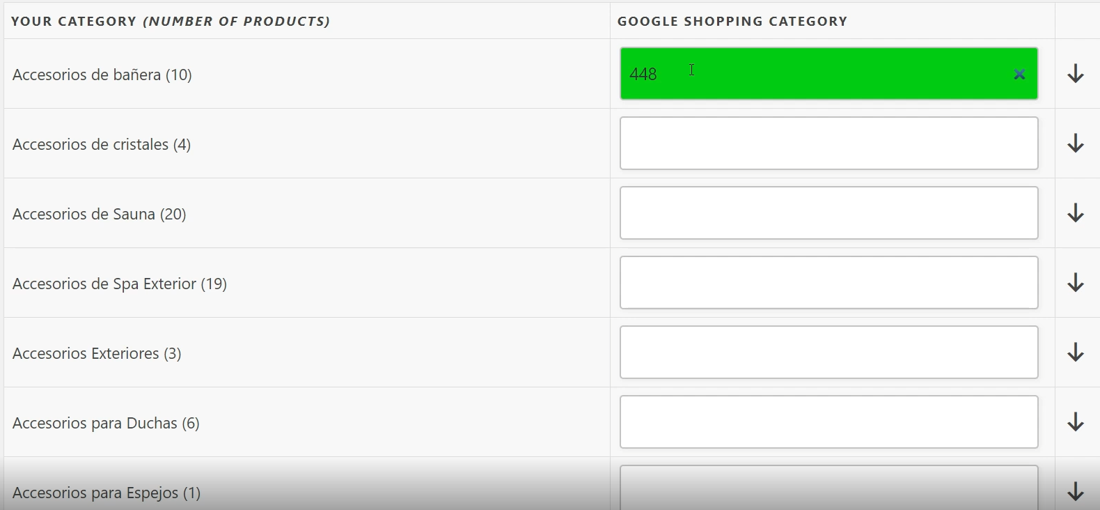 Configuración de Google Product Category Shopping