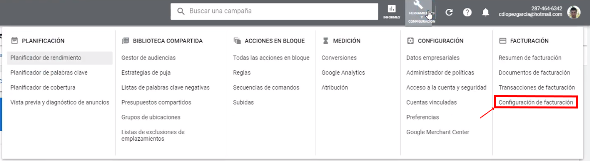 Código Promocional de Google Ads【2021】 - codigo promocional google ads 5 Seleccionar la configuración de facturación