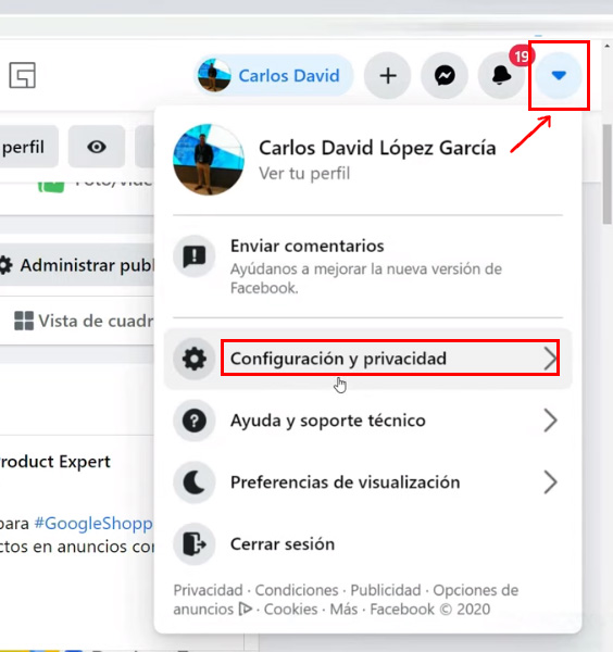 Verificación en dos pasos - Configuración de Facebook.