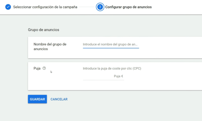 Grupo de anuncios Google Shopping