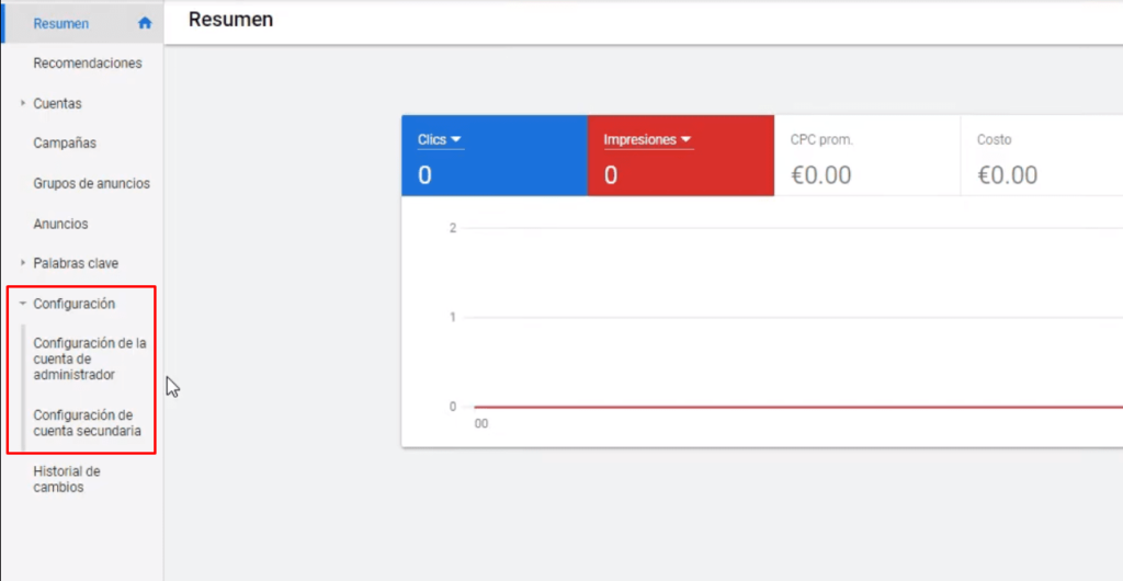 Interfaz MCC Google Ads