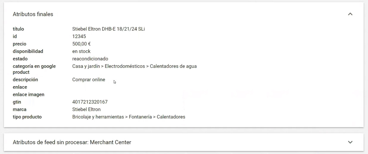 Descripciones google shopping - atributos merchant center.